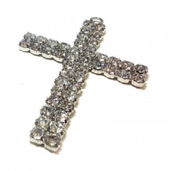 Colgante de Metal Cruz con Strass y Anillito 67x93mm