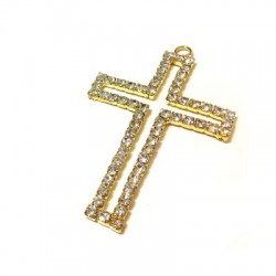 Colgante de Metal Cruz con Strass y Anillito 47x69mm