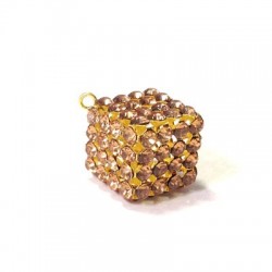 Ciondolo in Metallo Cubo con Strass e Anellino 16mm