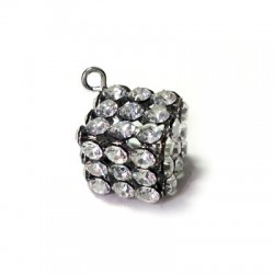 Ciondolo in Metallo Cubo con Strass e Anellino 12mm