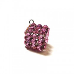 Ciondolo in Metallo Cubo con Strass e Anellino 17mm