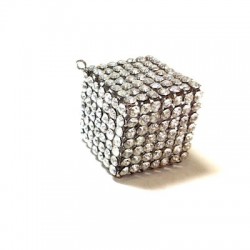 Pendente in Metallo Cubo con Strass e Anellino 27mm