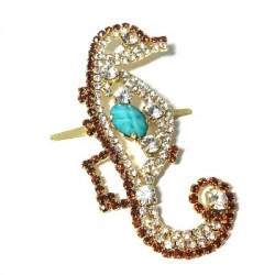 Rhinestone Seahorse 86x45mm with Nail