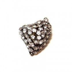 Pendente in Metallo Cuore con Strass e Anellino 40x58mm