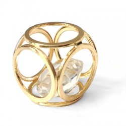 Metal Charm Cube with Stone 14mm