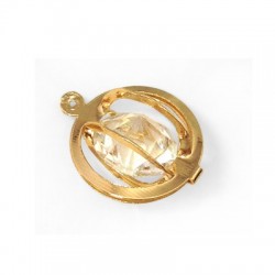 Steel Charm Circle with Stone 17mm