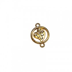 Connecteur rond en Zamak en Forme de cœur avec Strass 15 mm