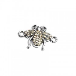 Connecteur en Zamak en Forme de Mouche avec Strass 14 x 16 mm