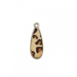 Pendentif Métallique en Forme de Larme avec cuir Artificiel 12 x 30 mm