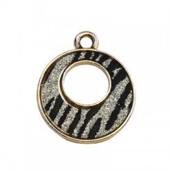 Metal Pendant Round w/ Artificial Leather 23mm