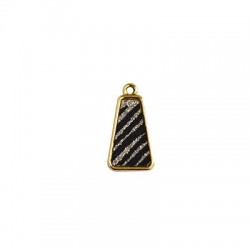 Metal Pendant Trapezium w/ Artificial Leather 14x22mm