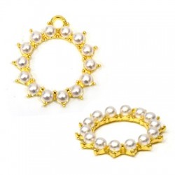 Pendentif rond en Zamak avec Perle 25 mm