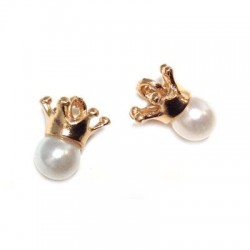 Charm in Metallo Corona con Perla 10x12mm