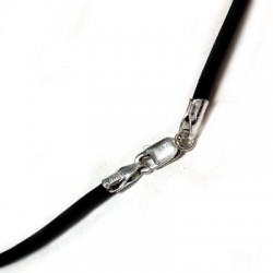 Collier en Argent 925 2 x 42 cm Caoutchouc noir