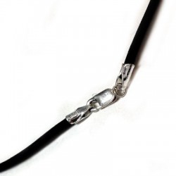 Silver 925 Necklace 2x42cm Rubber black