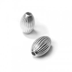 Argent 925 Ovale avec Rayures 8.0 Ø2.1 mm