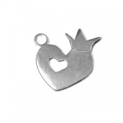 Cœur avec Couronne en Argent 925. 20 x 26 mm