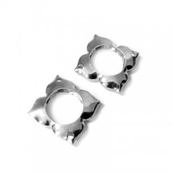 Entrepieza de Plata 925 Flor Cuadrada 14mm