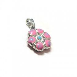 Colgante de Plata 925 Flor Esmaltado 15mm