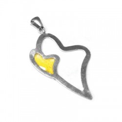 Silver 925 Enameled 2 Heart 34x48mm