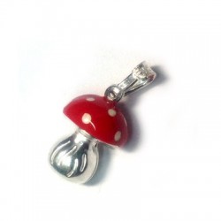 Champignon Émaillé en Argent 925. 15 x 10 mm
