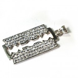 Colgante de Plata 925 Swarovski Hoja de Afeitar 18x38.5mm