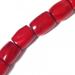 Κοράλι Μπαμπού Χάντρα Σωληνάκι (~14x20mm) (~22τμχ/κορδόνι)
