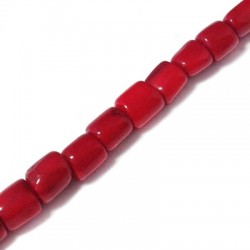 Κοράλι Μπαμπού Χάντρα Σωληνάκι (~12.5x7mm) (~45τμχ/κορδόνι)