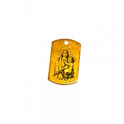 Brass Charm Tag Engraved Jesus-Madonna 15x25mm
