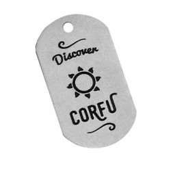 Brass Tag "Discover Corfu" 20x37mm (Ø 2.9mm)
