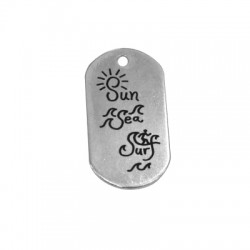 Brass Tag Engraved "Sun Sea Surf" 20x37mm