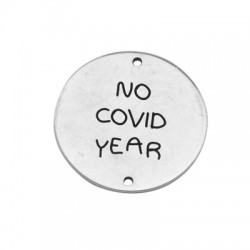 Brass Lucky Charm Round "No covid year" 25mm (Ø1.4mm)