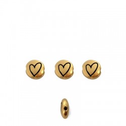 Zamak Bead Round Heart 7.6mm/3.3mm (Ø1.1mm)