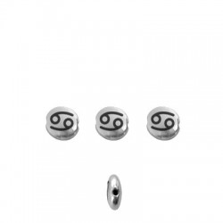 Zamak Bead Zodiac Sign "Cancer" 7.6mm/3.3mm (Ø1.1mm)