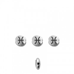 Zamak Bead Zodiac Sign "Pisces" 7.6mm/3.3mm (Ø1.1mm)