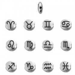 Zamak Bead Zodiac Signs 7.6mm/3.3mm (Ø1.1mm)