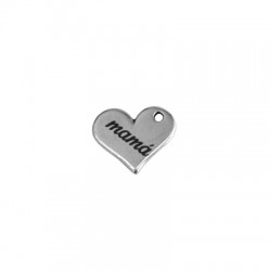 Μεταλλικό Ζάμακ Χυτό Μοτίφ Καρδιά "Mama" 18x15mm (Ø1.8mm)