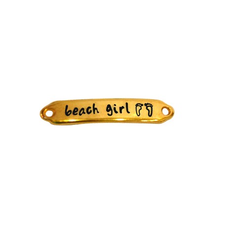 Zamak Connector Tag "beach girl" 7x35mm