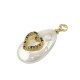 Sea Shell Pearl Charm Drop Heart w/ Zircon 18x24mm