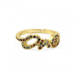 Bague ajustable "One" en Métal/Laiton avec Zircons 22mm