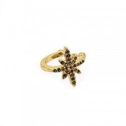 Brass Ear Cuff Star w/ Zircon 13x10.5mm/8.5mm