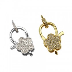 Zircon Brass Lobster Clasp Flower 11x16mm