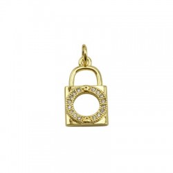 Charm in Ottone Lucchetto con Zirconi 11x18mm