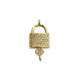 Brass Charm Locket Key w/ Zircon 22x10mm