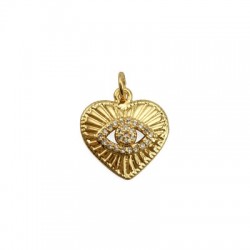 Zircon Brass Charm Heart 16mm