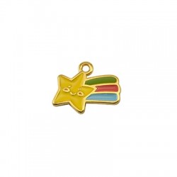 Zamak Charm Rainbow Star w/ Enamel 18x15mm