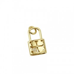 Colgante de Metal Latón Candado con Circonitas 16x9mm