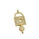 Charm in Ottone Lucchetto e Chiave con Zirconi 23x10mm