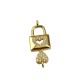 Brass Charm Locket Key Heart w/ Zircon 24x9mm