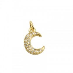 Charm in Ottone Luna con Zirconi 13x9mm